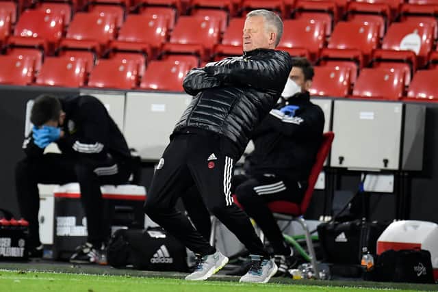 Sheffield United's manager Chris Wilder watches a chance go begging: PETER POWELL/POOL/AFP via Getty Images