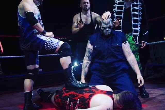 MasterChef: The Professionals contestant Luke Rhodes (wearing his mask), from Sheffield, in the wrestling ring (pic: Plank PR)