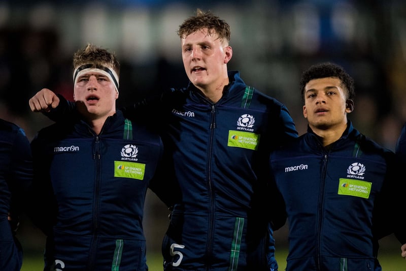 Cameron Henderson (pictured centre) was capped by Scotland at under-20 level but is also English-qualified. The Leicester Tigers second-row forward was born in Hong Kong and was with Glasgow Warriors as a Scottish Rugby academy player before heading south. It was a bold move which looks to have paid off for the 21-year-old.