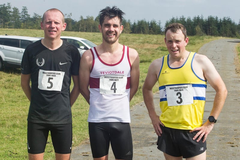 Third-placed Greg Walker, winner Rory Anderson and runner-up Marc Wilkinson at Sunday's trail race