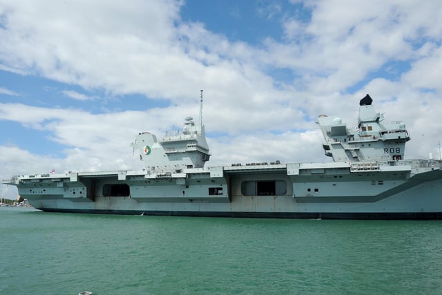 Britain's biggest warship HMS Queen Elizabeth pictured returning to Portsmouth after 10 weeks at sea, carrying out critical training. Picture: (020720-838)