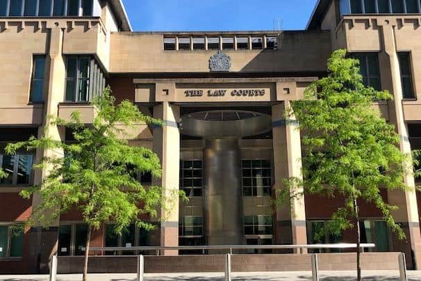 Sheffield Crown Court, pictured, has heard how a South Yorkshire man who has denied assaulting and murdering his baby son Hunter told a jury that his son had been struggling to breathe before he fought to try and save him.
