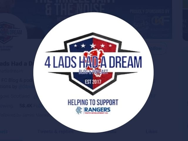 Fans blog site and podcast Four Lads Had a Dream has a large Rangers following across several platforms
Twitter - @4ladshadadream