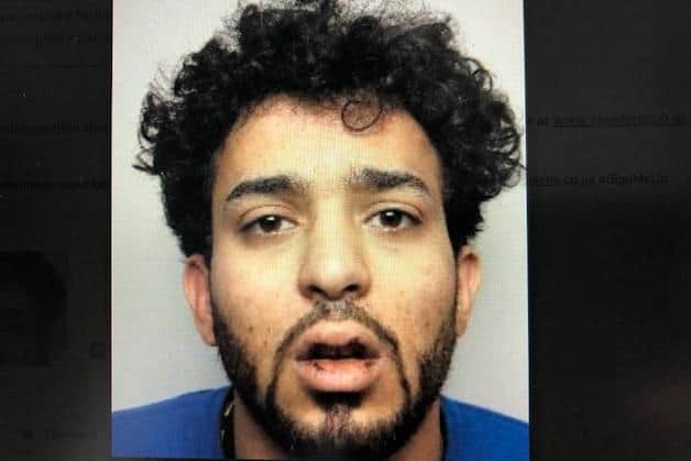 Pictured is Hamdi Abbas, 25, of no fixed abode, who has been jailed for eight months after he admitted arranging the commission of a child sex offence, attempting to cause a child to watch a sexual act, and attempting to incite a child to commit a sex offence.
