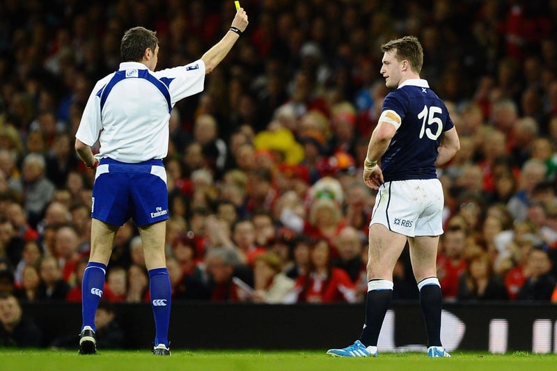 2014: Wales 51, Scotland 3
A Greig Laidlaw penalty was scant consolation for Scotland as they suffered their biggest defeat to the Welsh since going down 46-22 in 2005. Pictured is Stuart Hogg being shown a yellow card after commiting a dangerous tackle during the RBS Six Nations match between Wales and Scotland at the Millennium Stadium on March 15, 2014 in Cardiff.  (Photo by Laurence Griffiths/Getty Images)