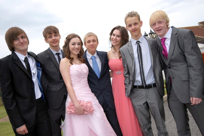 Samworth Church Academy prom at Rufford Park Golf Club in 2011. Pictured are Jacob Newton, Craig Gudelajtis, Shannon King, Daniel Egginton, Chelsea Phillips, Liam Gudelajtis and Jake Rumfitt.