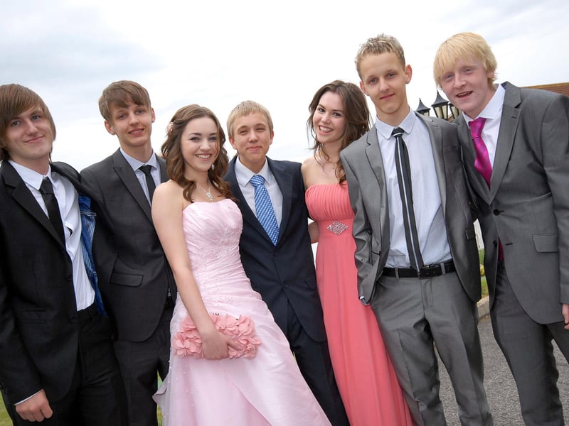 Samworth Church Academy prom at Rufford Park Golf Club in 2011. Pictured are Jacob Newton, Craig Gudelajtis, Shannon King, Daniel Egginton, Chelsea Phillips, Liam Gudelajtis and Jake Rumfitt.