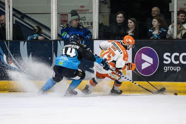 Robert Dowd chases the puck at Coventry
