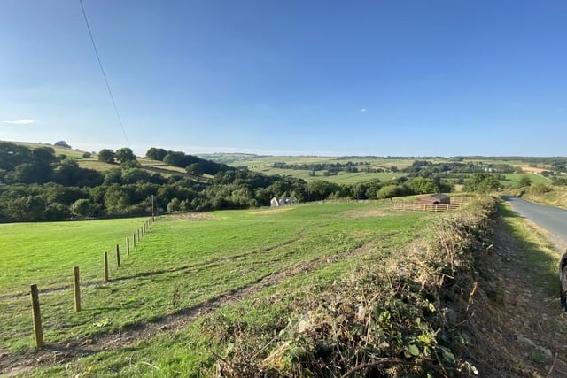 This lot is the lower field at Spout Lane, opposite White Acres Farm, Stannington. It has a guide price of £45,000 and is still available. It is described as freehold grazing land of 1.44 acres with stables, new gated entrance and fencing.