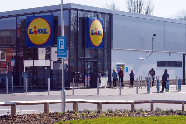 Social distancing being used at Lidl.