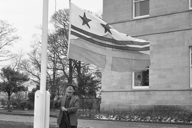 Washington's new town flag got its first airing when it was flown outside Usworth Hall in November 1965.