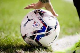 A detail of the Puma Sky Bet EFL match ball before a corner is taken during the Sky Bet League One match between Sheffield Wednesday and Milton Keynes Dons at Hillsborough Stadium on November 23, 2021 in Sheffield, England. (Photo by George Wood/Getty Images)