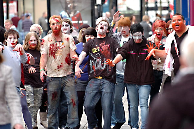 These Zombies were promoting a season of scary films at the Empire Theatre by wandering through the city centre. Remember this?