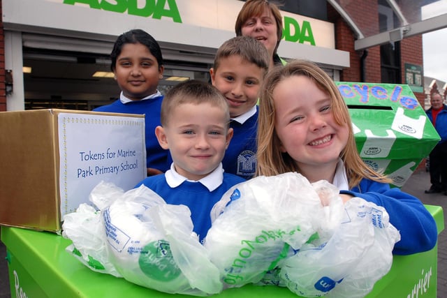 Pupils from Marine Park and Westoe Crown Primary Schools were recycling carrier bags in this scene from 14 years ago. Do you recognise the young students?