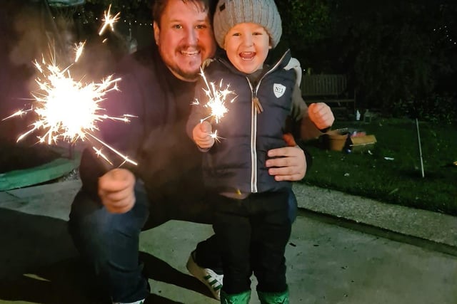 Lorraine Walker Ne Davies said her husband and son (pictured) loved having family time together in their back garden.