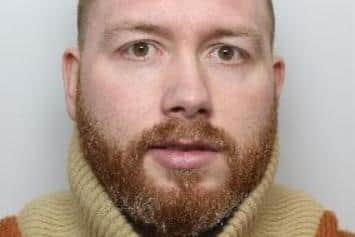 Pictured is Liam Allott, aged 37, formerly of Station Road, Woodhouse, Sheffield, who was sentenced at Sheffield Crown Court to 37 months of custody and was given a 15-year restraining order to protect his victim after he was found guilty of controlling and coercive behvaiour against a woman.