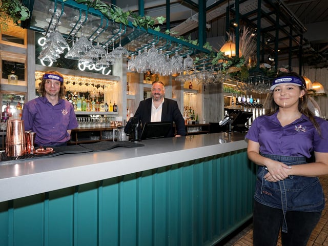 From left, Warren Bone, manager Dan Swan and Justyna Bednarek. Picture: Chris Moorhouse (040720-10)