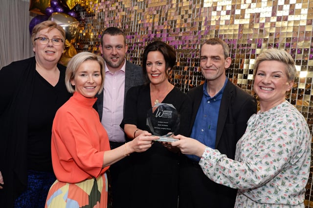 Vanessa Langley-Graus, winner of the Judges Award, pictured with judges Jill Thomas, Amy Bouchier, Dan Wilson, Rob Hollingworth and Nina Gunson. Picture: NSST-08-03-20 InspirationalWomenAwards 23-NMSY