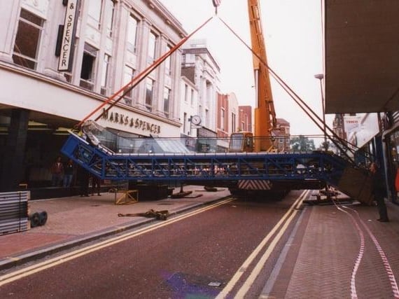 In 1994 workers removed the front windows of the recently renovated Marks & Spencer store on Fishergate in order to install a new escalator. 