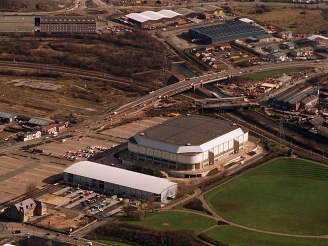 A shot from the sky of Sheffield Arena in 1997