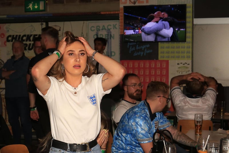 England v Italy in the Euro 2020 final. Fans at The Common Room as Italy score. Picture: Chris Etchells
