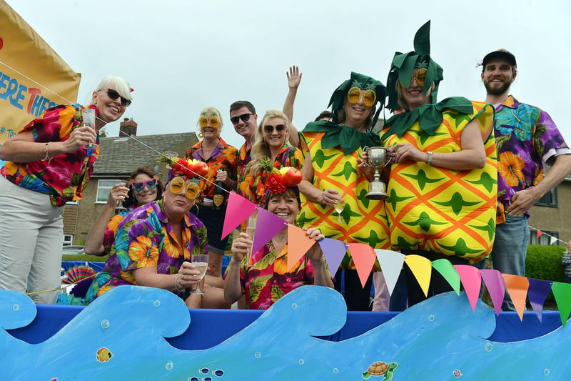 The Tickled Trout float brings a colourful vibe to the carnival procession.