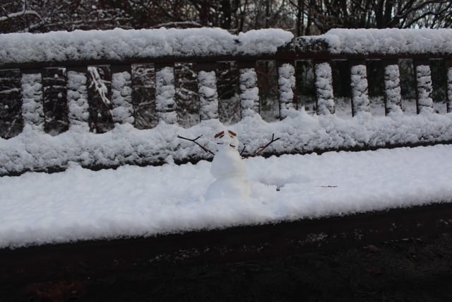 Someone found enough snow for a snowman.