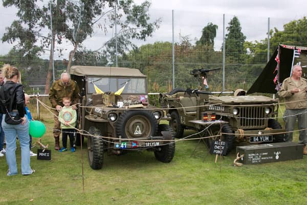 Military vehicles on display at Frechville Fun Day.