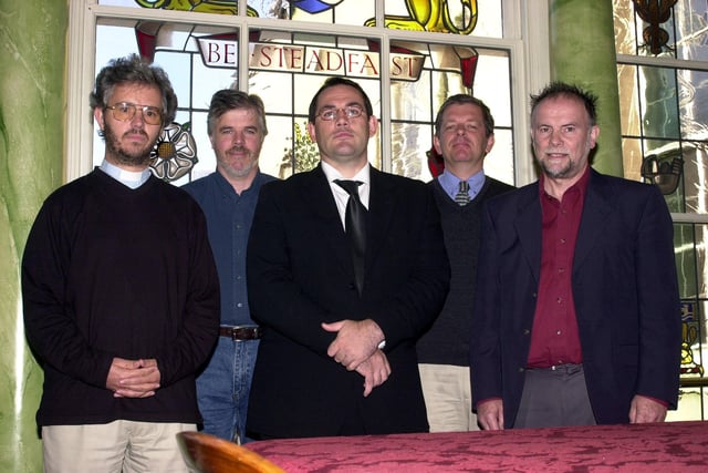 Elected Mayor Martin Winter (centre) is pictured with some of the religious representatives who attended a parayer meeting at The Mansion House  in 2002. They are, from left, the Vicar of Askern Mark Wigglesworth, Martin Knight, of the Doncaster Baptist Church, Stephen Clark, Minister of Priory Place Methodist Church, and Pastor Andy Webster, Pentecostal Rossington New Life.