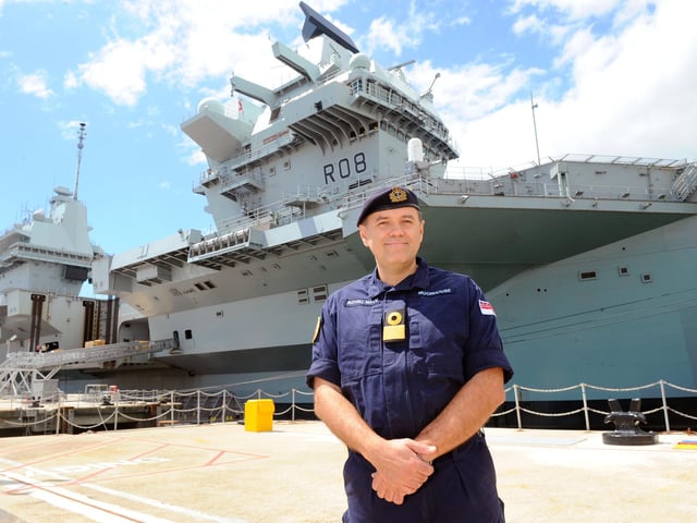 Commodore Steve Moorhouse, commander of the UK carrier strike group. Picture: (020720-916)