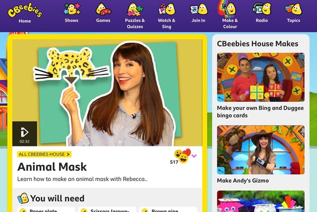 The CBeebies website has lots of ideas to encourage kids to get creative, such as how to make an animal mask.