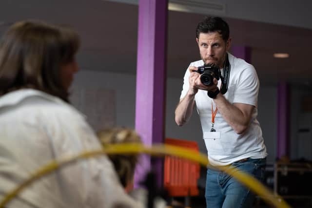 Line of Duty star Alastair Natkiel, seen here in rehearsals, appears as a photographer in a trio of new Sheffield theatre shows, Rock /Paper / Scissors, at the Crucible and Lyceum Theates in Sheffield