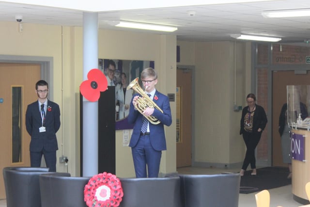 Matthew Fullelove, who achieved level 9 in music GCSE, playing The Last Post.