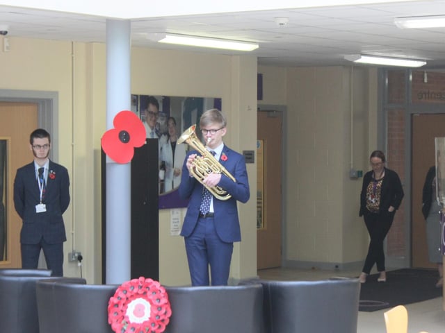Matthew Fullelove, who achieved level 9 in music GCSE, playing The Last Post.