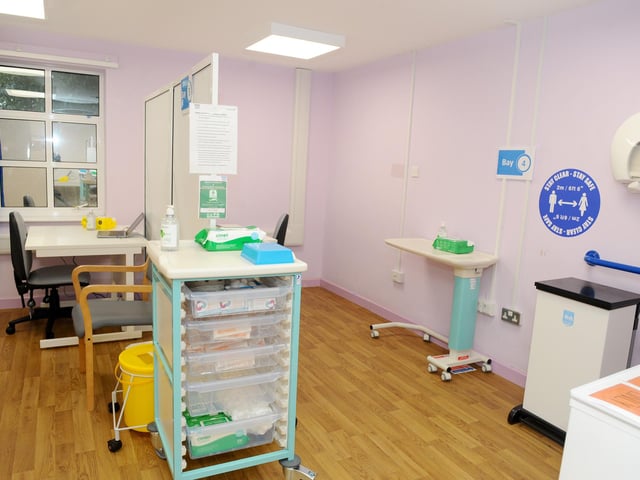The Portsmouth NHS Covid-19 Vaccination Centre at Hamble House based at St James Hospital is set to open on Monday, February 1.
Pictured is: One of the vaccinations bays.
Picture: Sarah Standing (310121-1778)