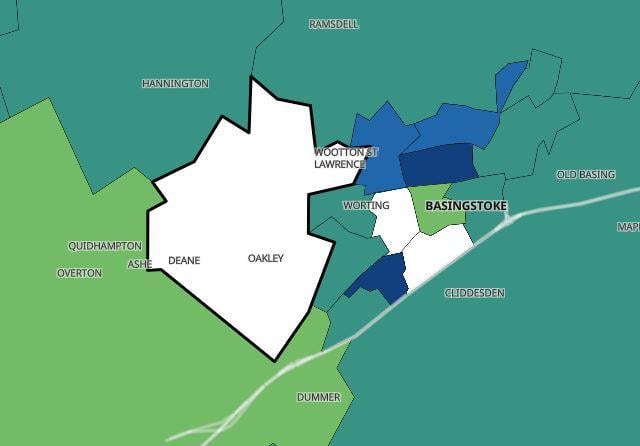 There were fewer than three cases in East Oakley in the seven days to November 23.