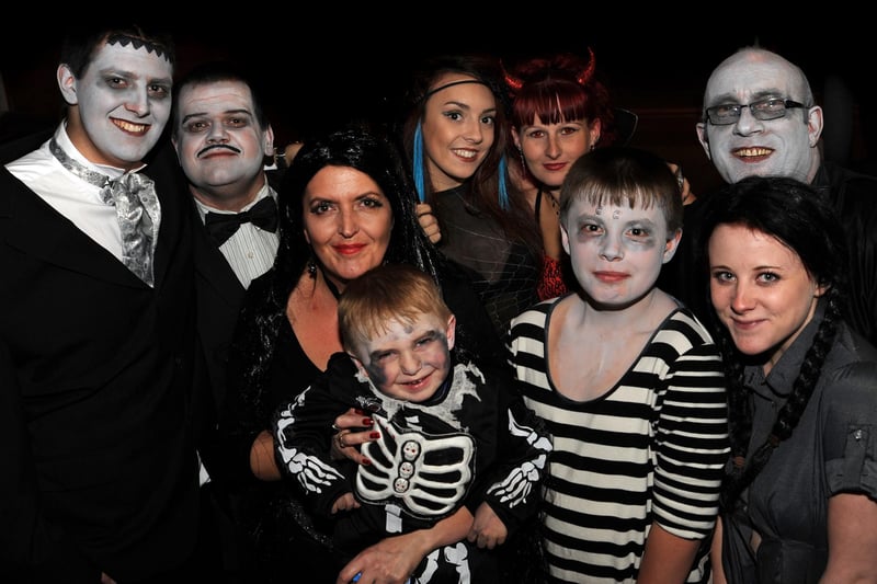 Halloween party at the Old Blue Bell pub on Park Street.  Pictured is pub owners Tammy Jarvis and Ian Jarvis, with staff and family.
