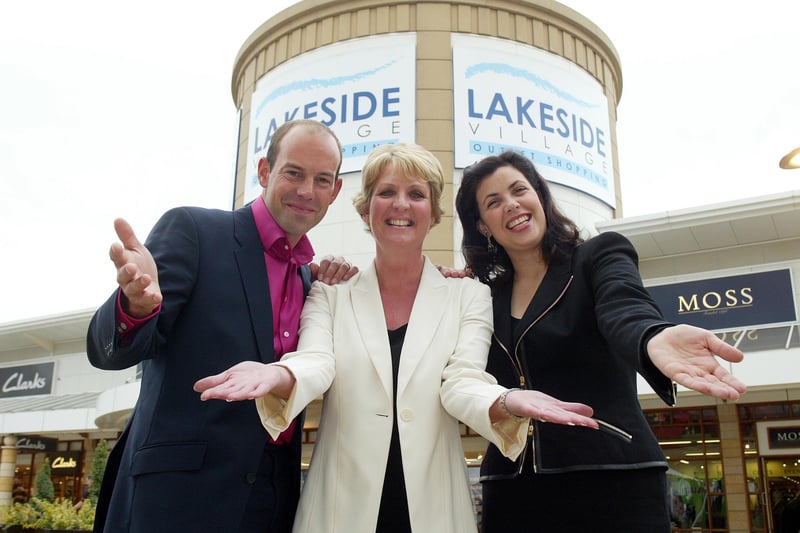 Former centre manager Cheryl Sadler with TV presenters Kirstie and Phil.