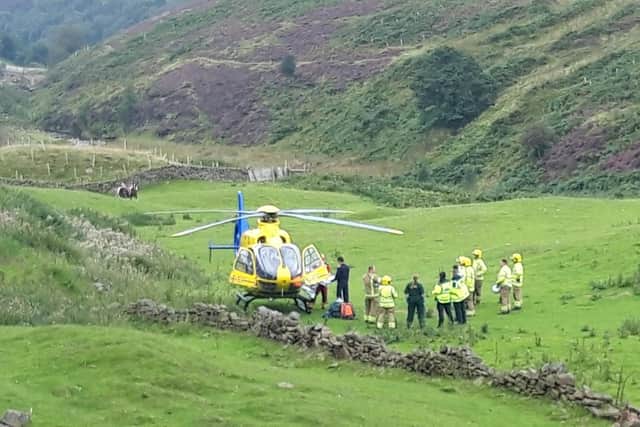 The driver broke a number of bones and had to be airlifted to hospital