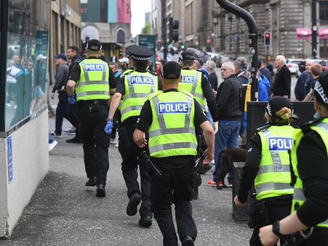 Those looking to see the statue removed were forced back up North Hanover Street by police.