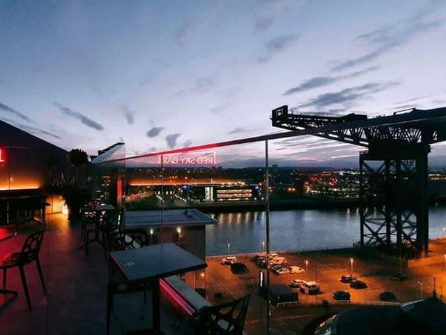 The Radisson RED Hoel boasts one of Glasgow's finest rooftop bars - with incredible views of the Clyde and the Finnieston Crane - and is just a stone's throw from COP26.
