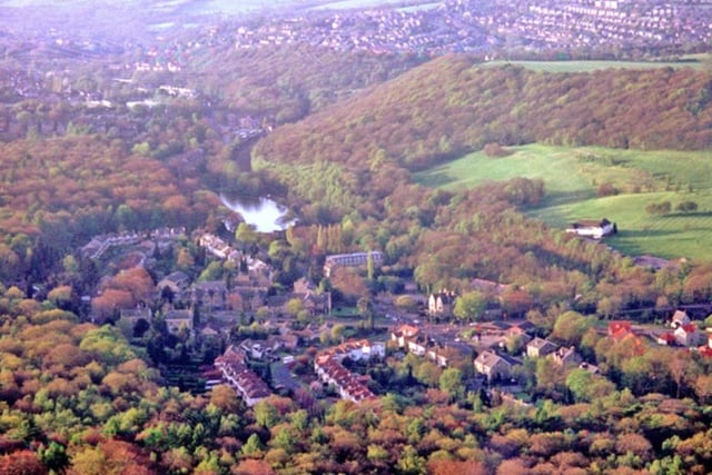 Aerial view of the Abbeydale and Beauchief area of Sheffield from a hot air balloon. The Abbey Lane and Abbeydale Road South junction is in the foreground