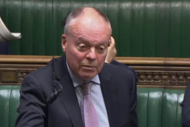 Clive Betts, MP for Sheffield South East, questions Prime Minister Boris Johnson over reports millions of Covid lateral flow tests were left locked in a warehouse over Christmas, despite people across the country struggling to get hold of one (pic: parliamentlive.tv)