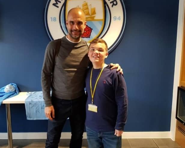 Reece Winterbottom with Manchester City manager Pep Guardiola shortly before the youngster died, aged just 16. A charity family fun day is being held in his memory on Sunday, April 30 at Beighton Welfare Recreation Ground
