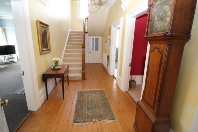 Upon entering the house, you’ll be greeted with the main hallway, which holds amazing beautiful solid wooden flooring and a spindle staircase which leads up to the first floor