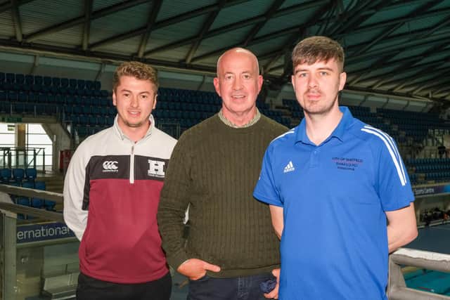 Sheffield Swimming Club at Ponds Forge
Jordan Butler )Hallam Uni), Paul Hudson (SCT) and Mike TAylor (COSSS)