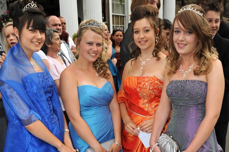 Brogan Warren, 15, Melissa Jackson , 16, Bryony Warren, 16 and Charmaine Keeton, 16 show off their stunning outfits for the prom
