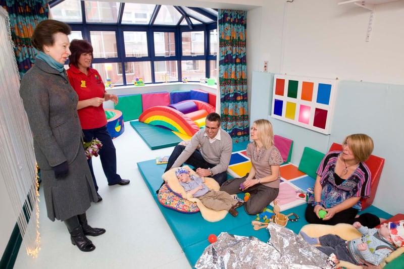 Princess Anne visits the new children's unit known as The Den in 2009. Photo by Trevor Smith.
