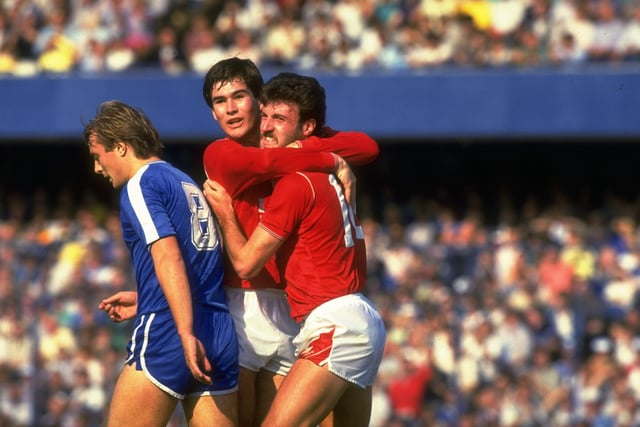 Nigel Clough celebrates scoring for Nottingham Forest at Chelsea in 1989. But it was a hollow goal with the Londonders going on to win 6-2.