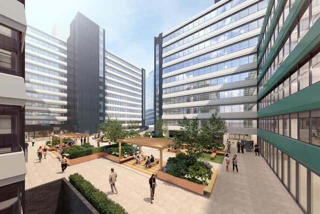 Work is now underway on creating what developers describe as vast outdoor plaza next to Tenter Street, as part of the Pennine Five redevelopment of Griffin House, the former HSBC headquarters near West Bar.